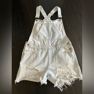 AMERICAN BAZILight Denim Distressed Overalls size L